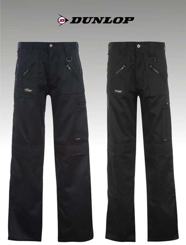 Nuevo Para hombres Pantalones Cremallera DUNLOP WORKWEAR Seguridad Trabajo Pantalones Tallas Desde S A Xxxxl | eBay